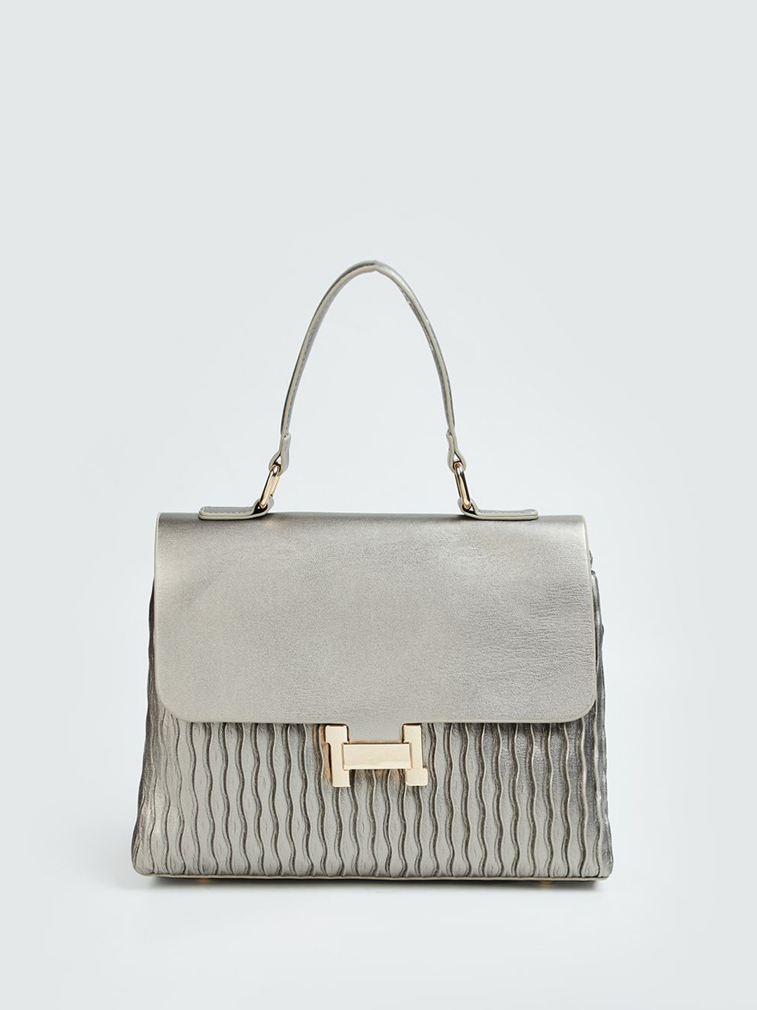 

CODE by Lifestyle Striped PU Structured Satchel with Fringed, Grey