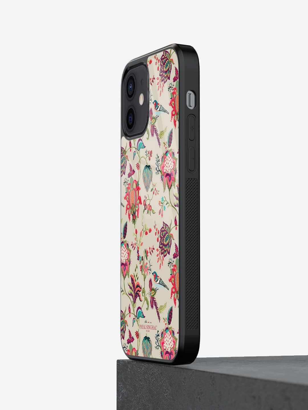 

macmerise Floral Printed iPhone 12 Back Case Mobile Accessories, Beige