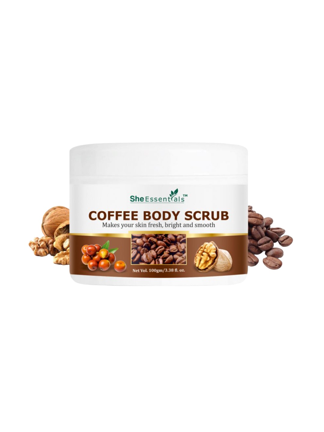 

She Essentials Coffee Body Scrub With Jojoba Oil - 100g, Transparent