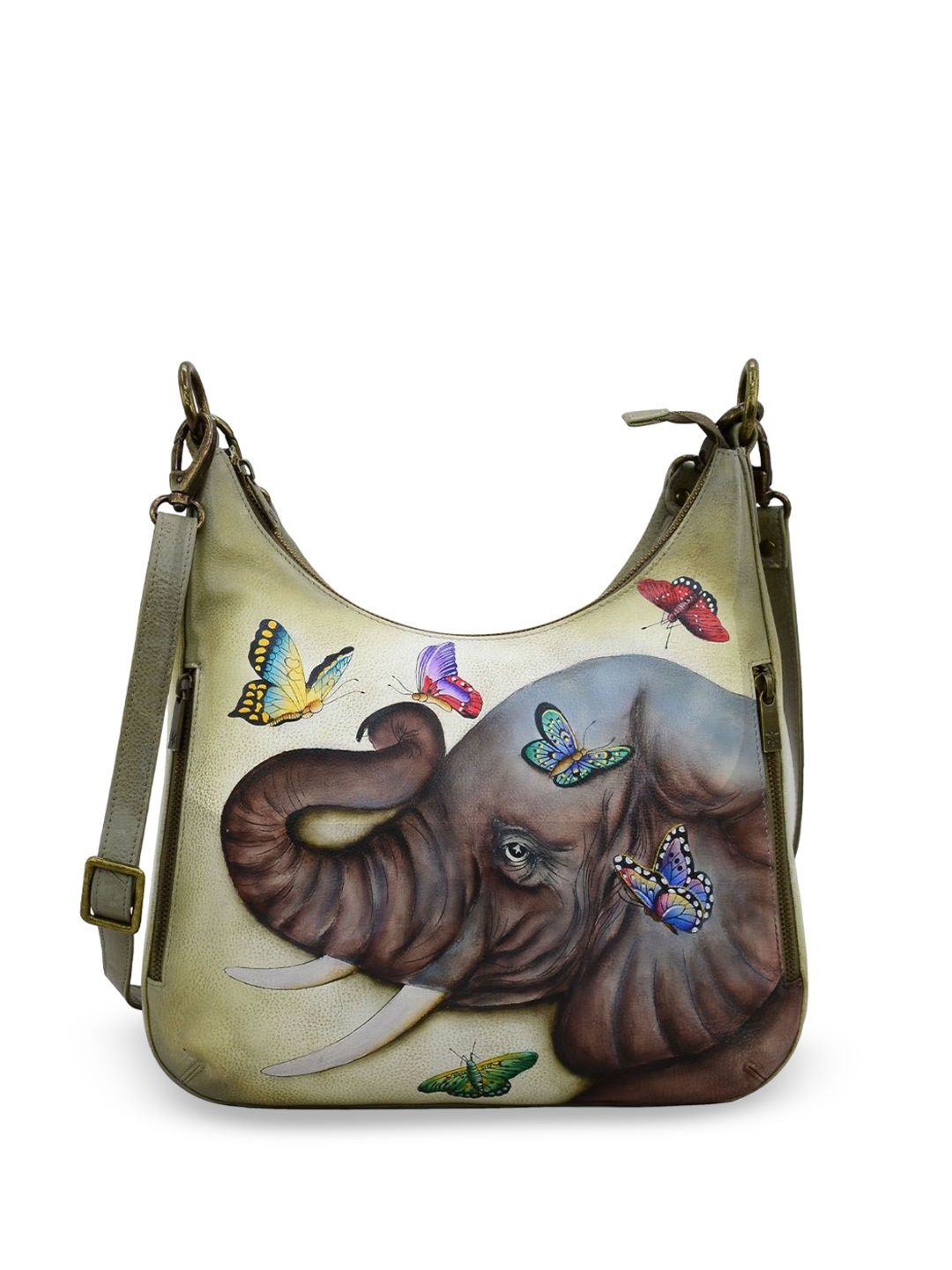 

Anuschka Leather Structured Sling Bag, Beige