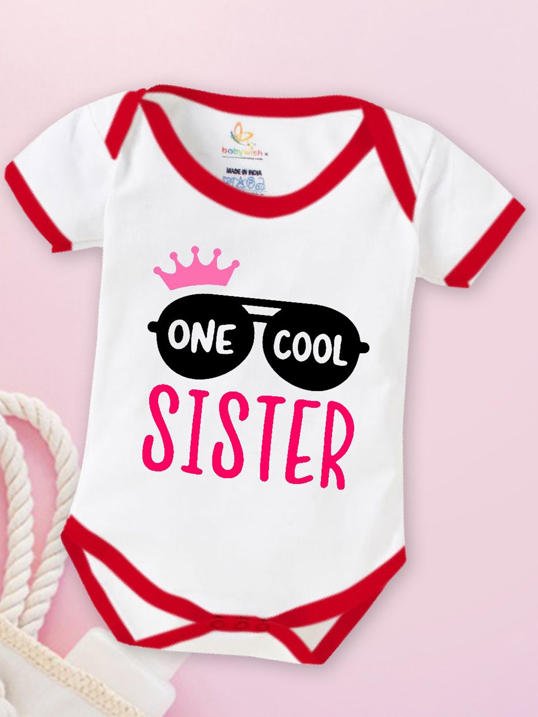 

Babywish Infants Printed Cotton Romper, Red