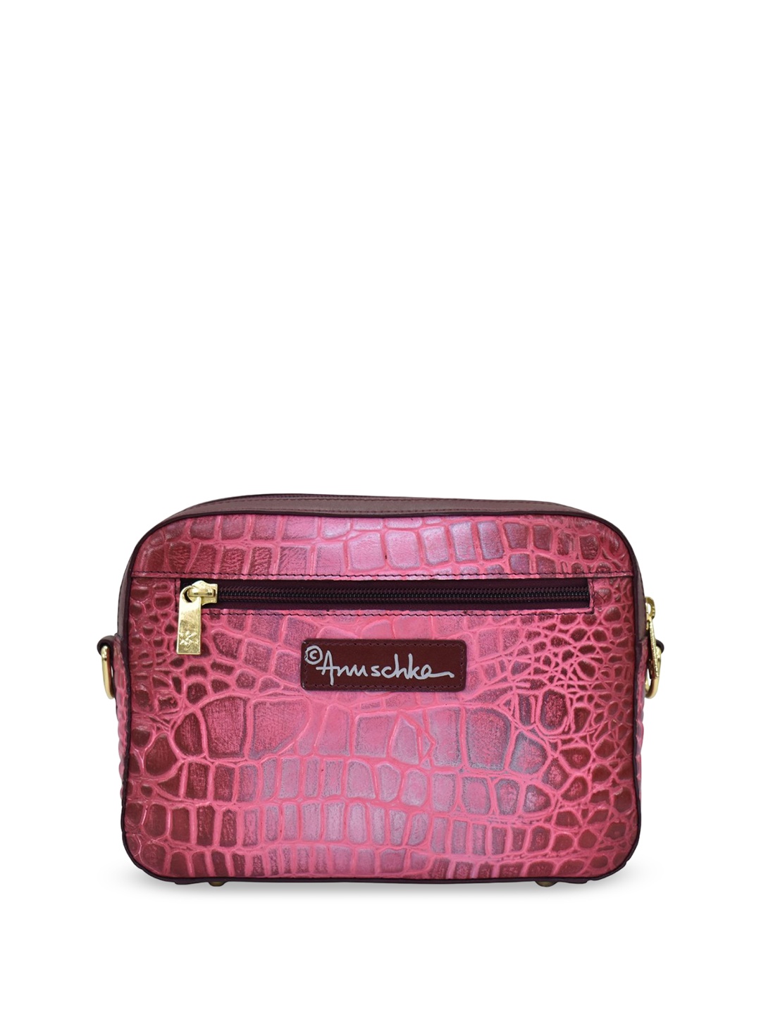 

Anuschka Textured Leather Structured Sling Bag, Pink