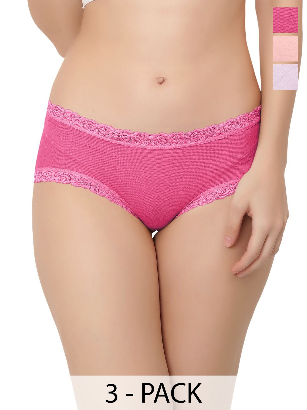 

Bella Voste Pack Of 3 Women Self-Designed Hipster Briefs, Lavender