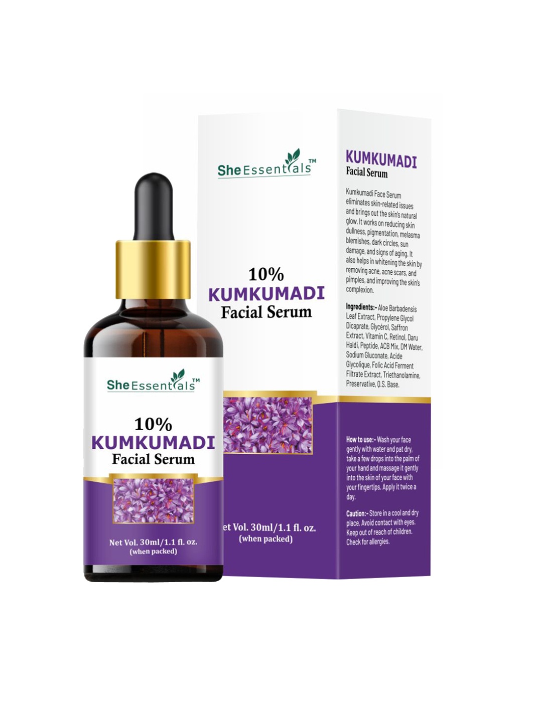 

She Essentials Kumkumadi Serum For Dark Circles - 30ml, Transparent