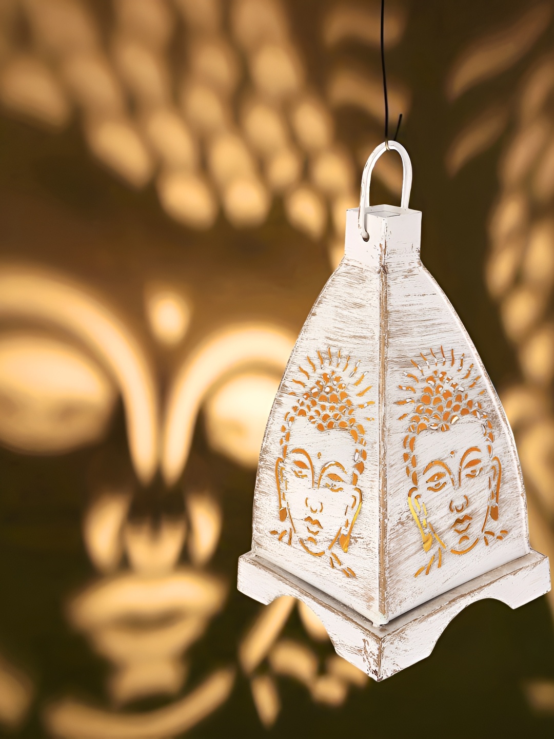 

PockMAN White & Brown Buddha Cutout Metal Candle Holder