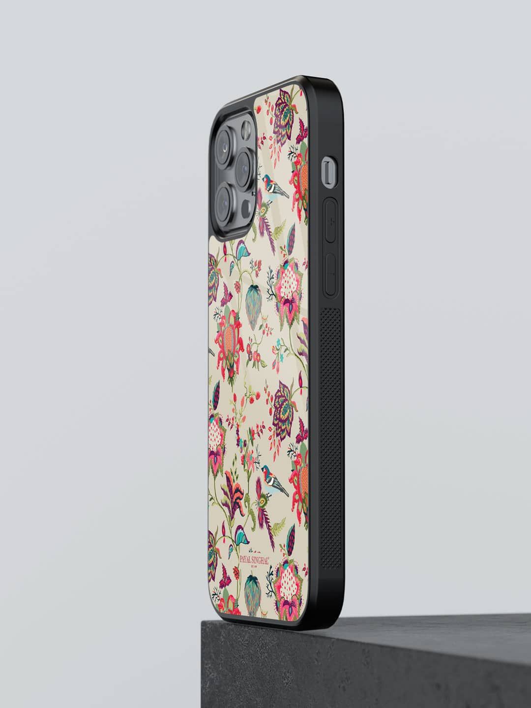 

macmerise Floral Printed iPhone 12 Pro Back Case Mobile Accessories, Cream