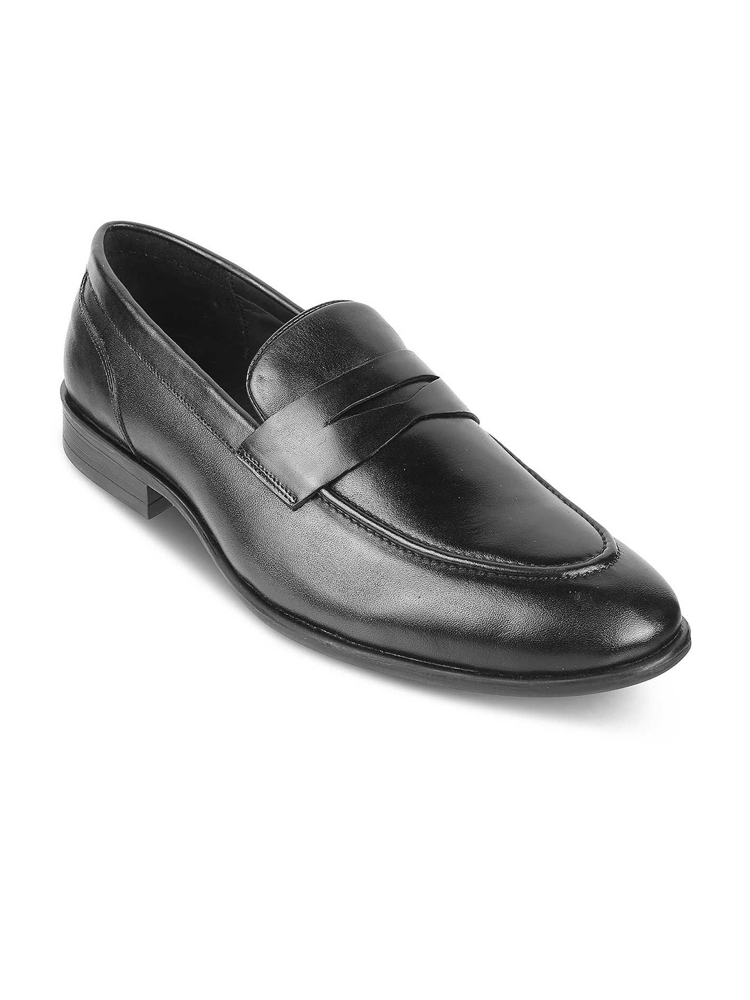 

Tresmode Men Round Toe Leather Loafers, Black