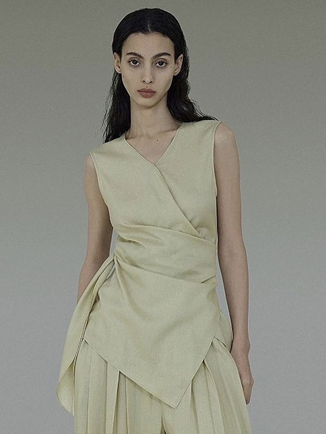 

LULU & SKY Cotton Wrap Top, Khaki