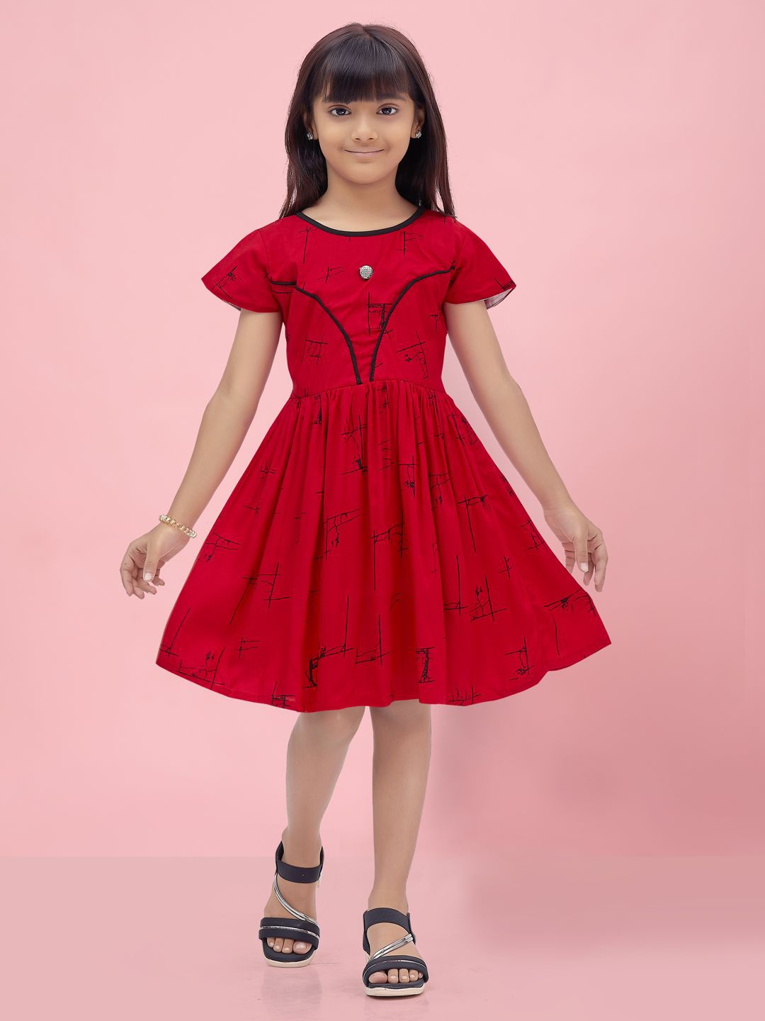 

BAESD Girls Short Sleeves Fit & Flare Dress, Maroon