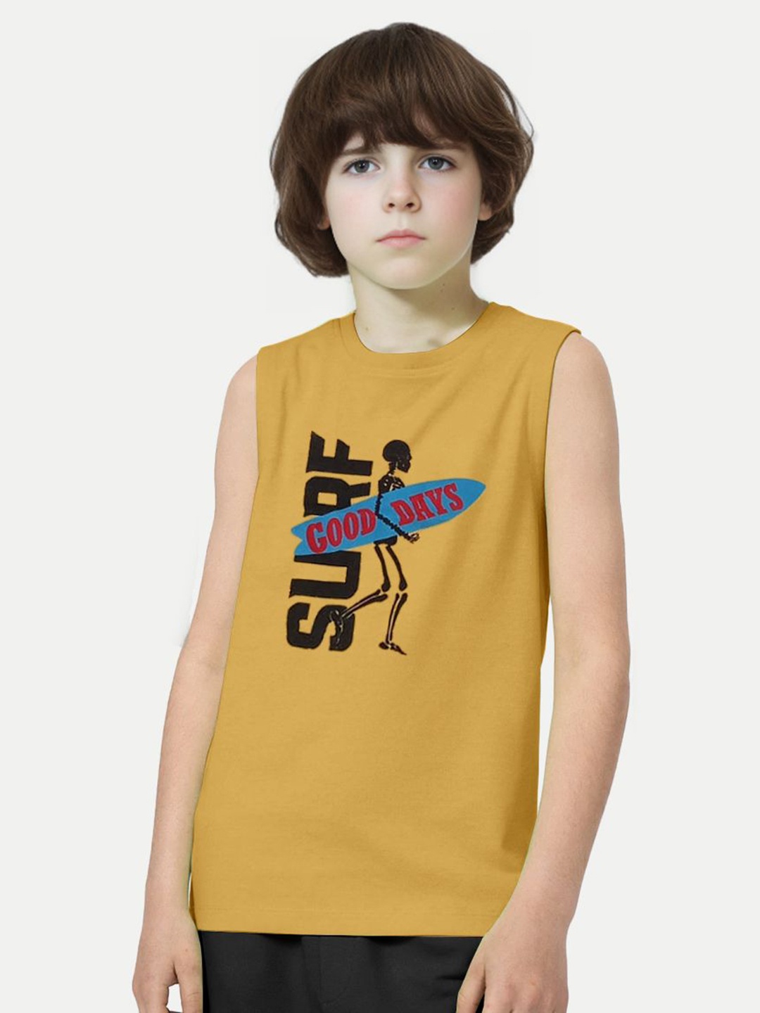 

BAESD Boys Typography Printed Round Neck T-shirt, Yellow