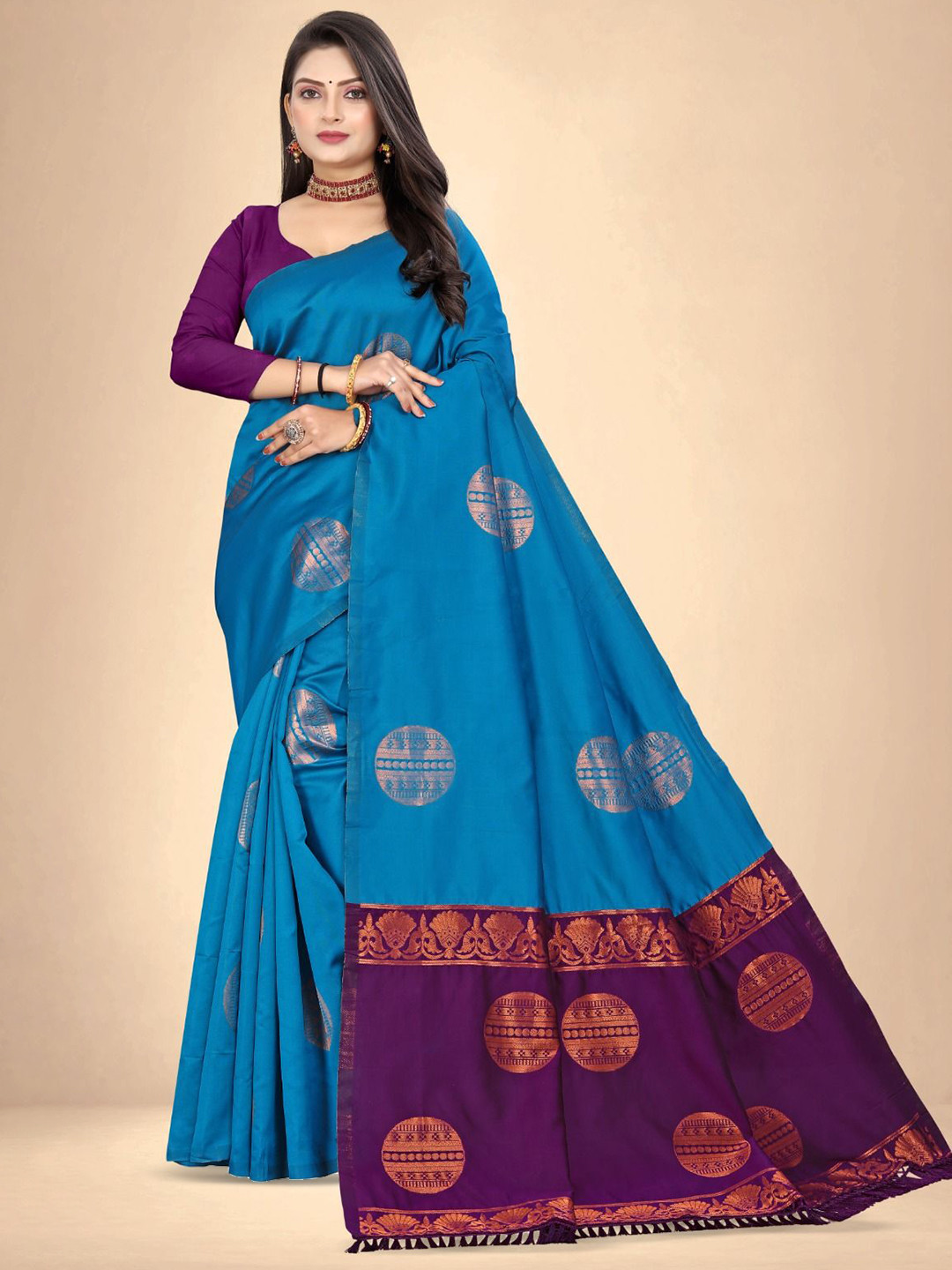 

Abhilasha Woven Design Zari Pure Silk Banarasi Saree, Blue