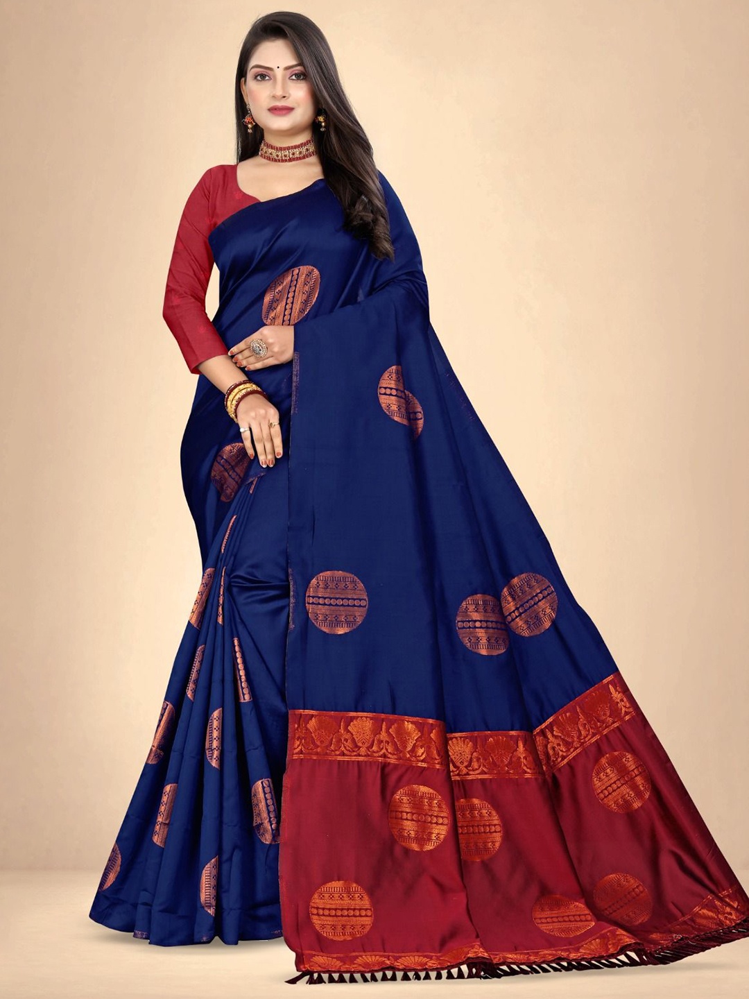 

Abhilasha Woven Design Zari Pure Silk Banarasi Saree, Navy blue