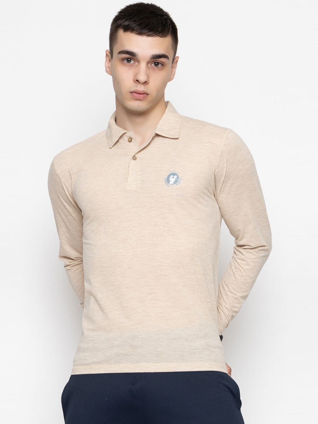 

ARMISTO Men DRIFIT Solid Polo Collar T-Shirt, Beige