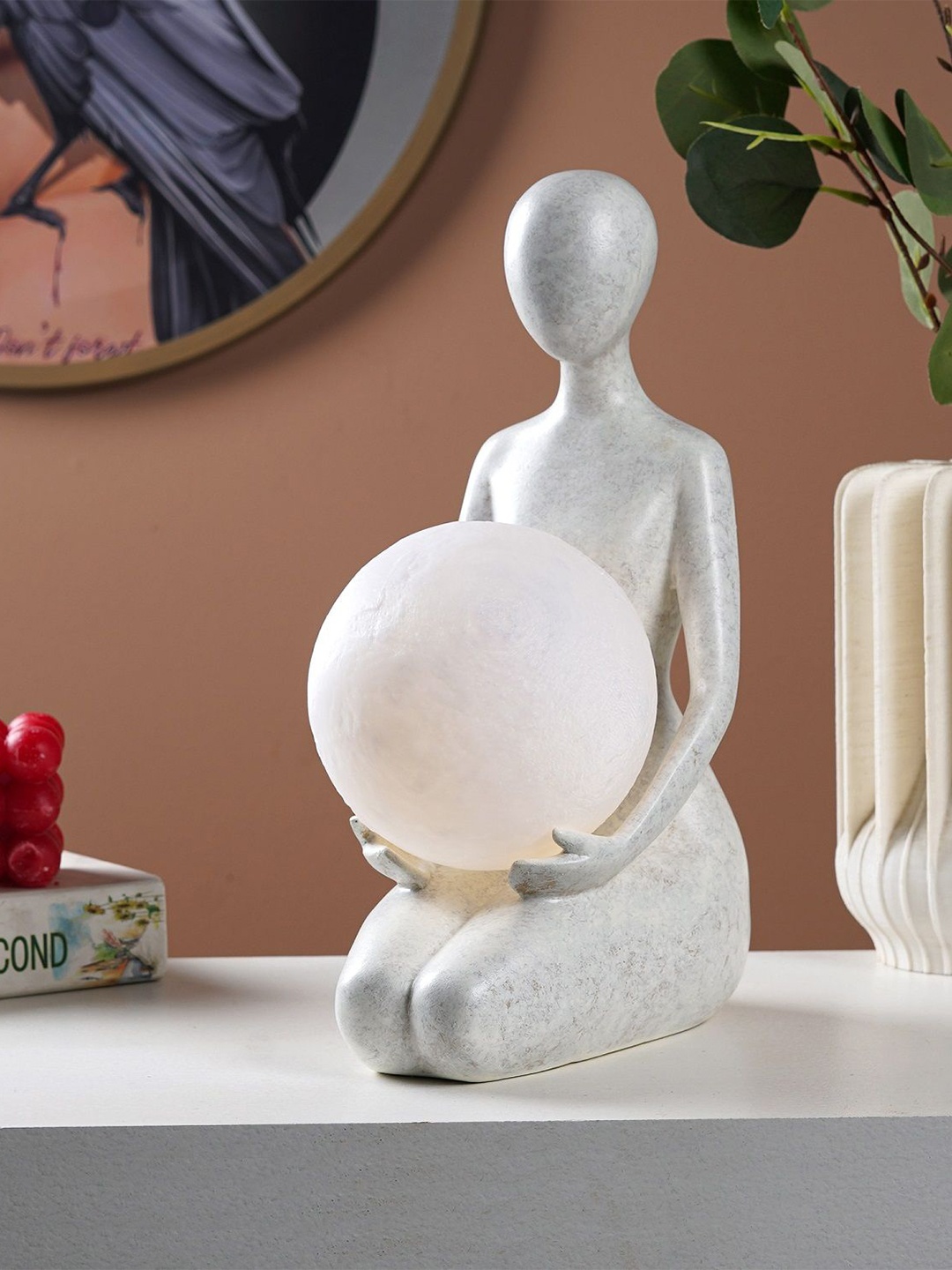 

THE ARTMENT White Decorative Bowl Lamp LED Showpiece Figurine