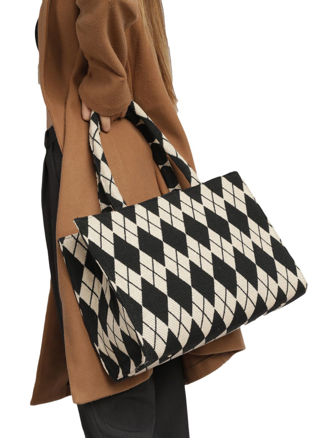 

MINI WESST Printed Oversized Handheld Bag, Black