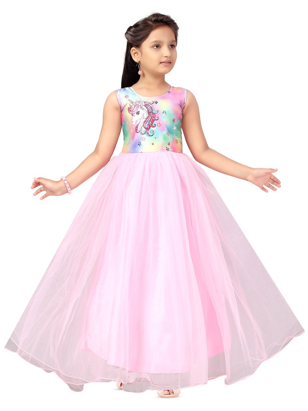 

BAESD Girls Net Sleeveless Fit & Flare Dress, Pink