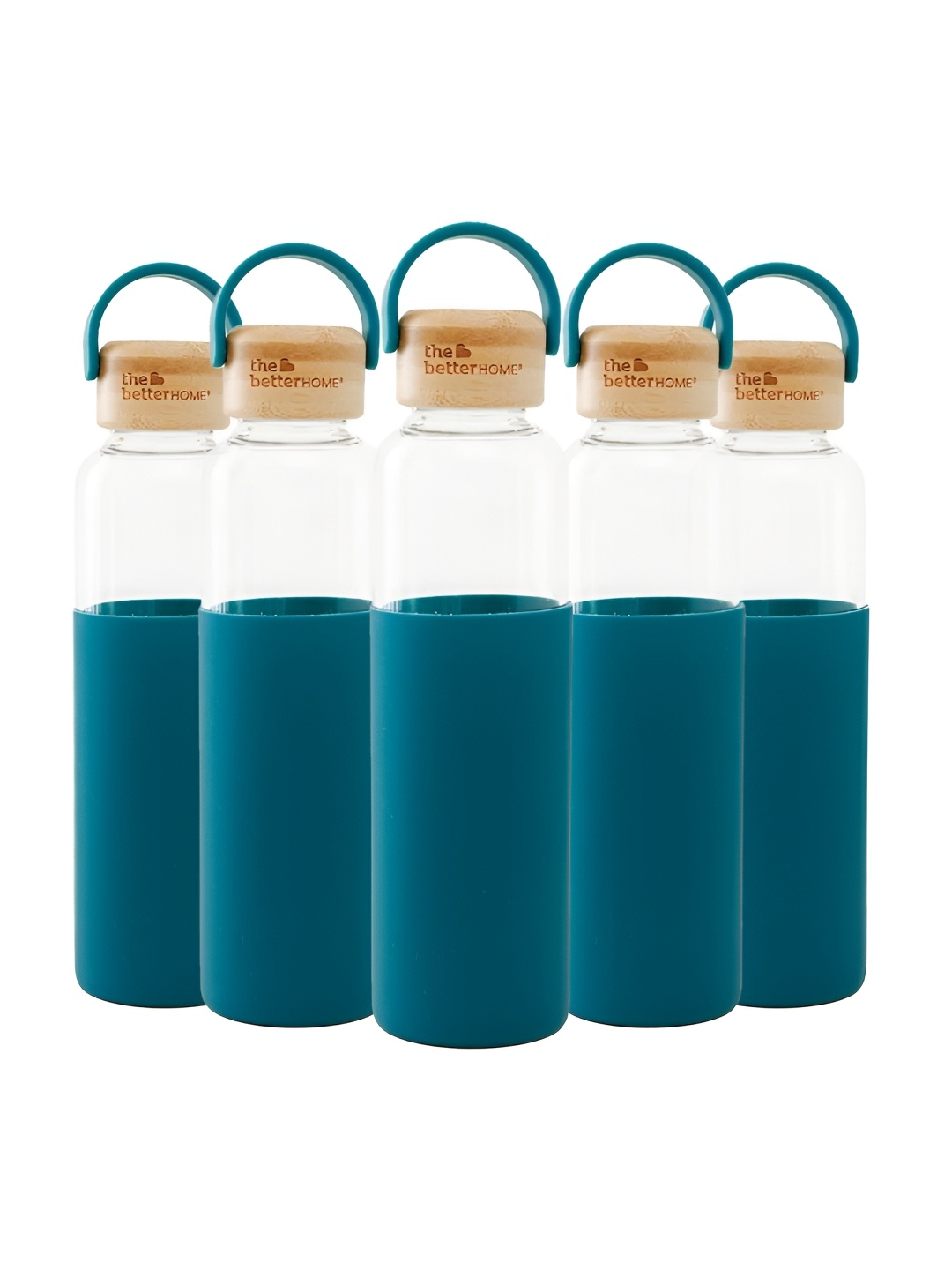 

The Better Home Blue & Transparent 5 Pieces Borosilicate Glass Water Bottle 500ml