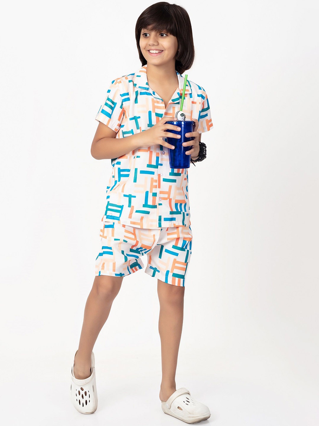 

Gavin Paris Kids Printed Shirt With Short, White