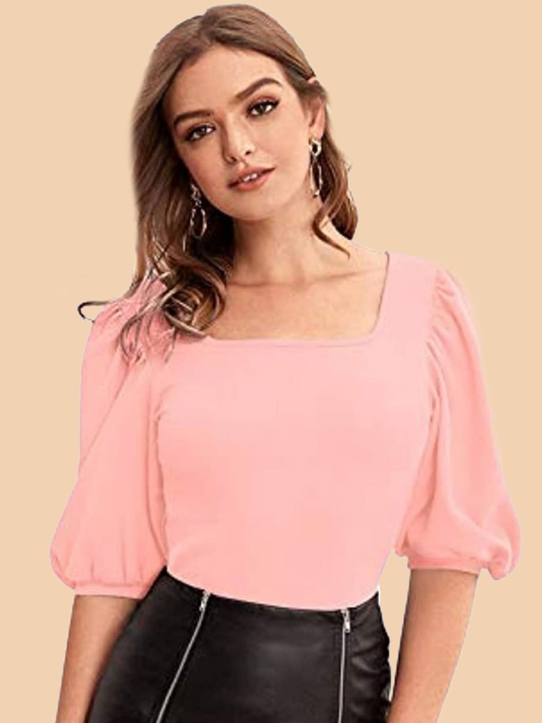 

Dream Beauty Fashion Puff Sleeve Top, Peach