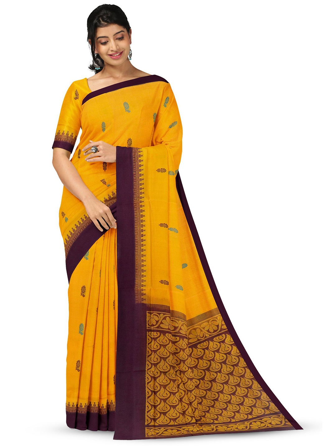 

APCO Ethnic Motifs Pure Cotton Saree, Yellow