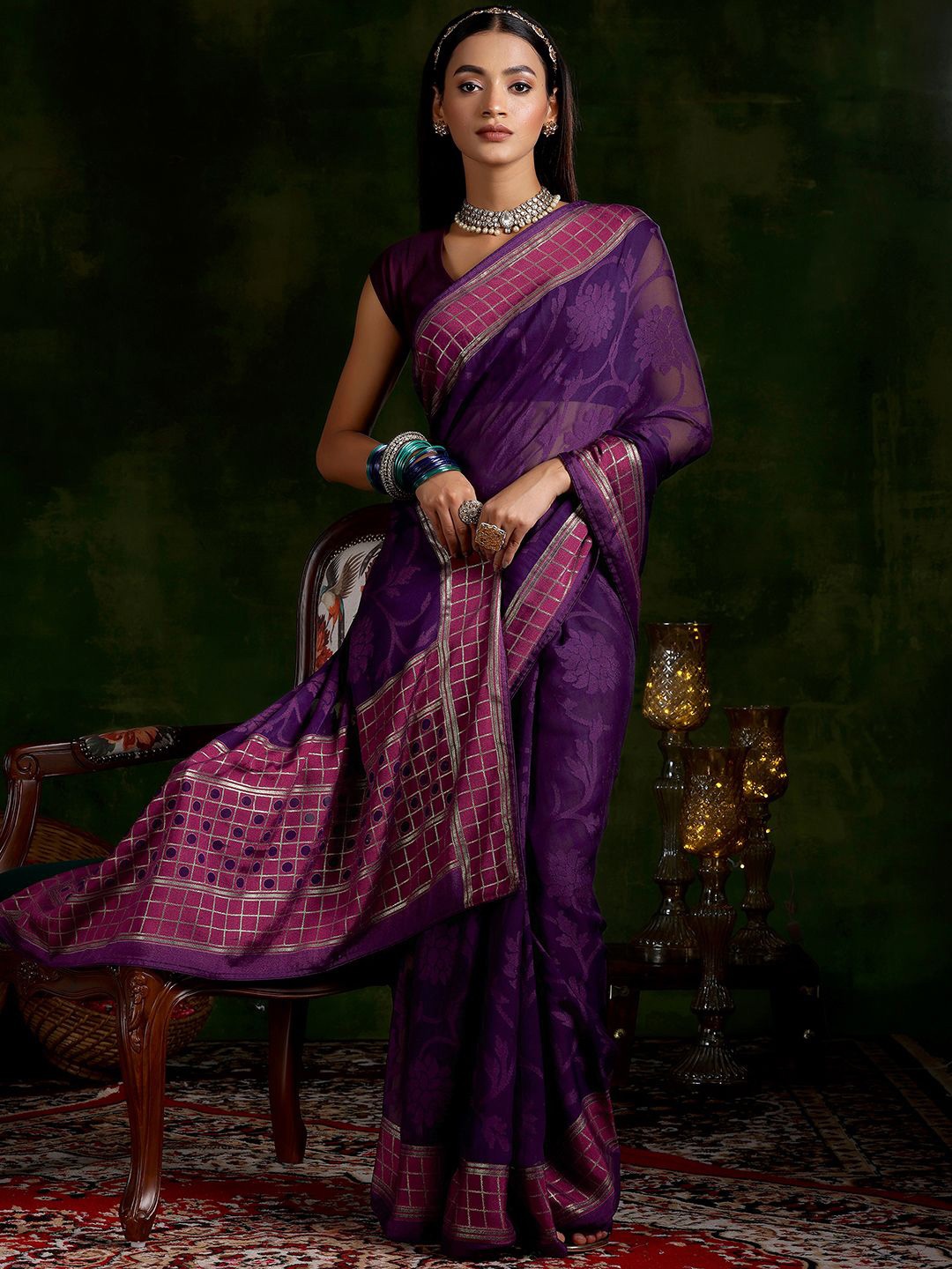 

Libas Ethnic Motifs Saree, Purple