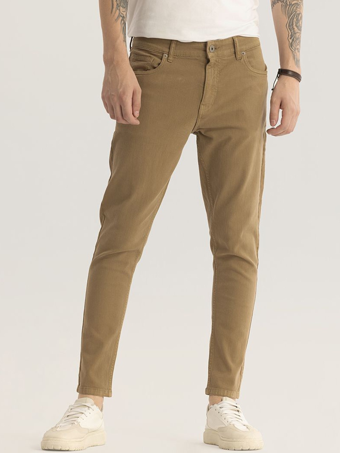 

Snitch Men Narrow Skinny Fit Stretchable Jeans, Khaki