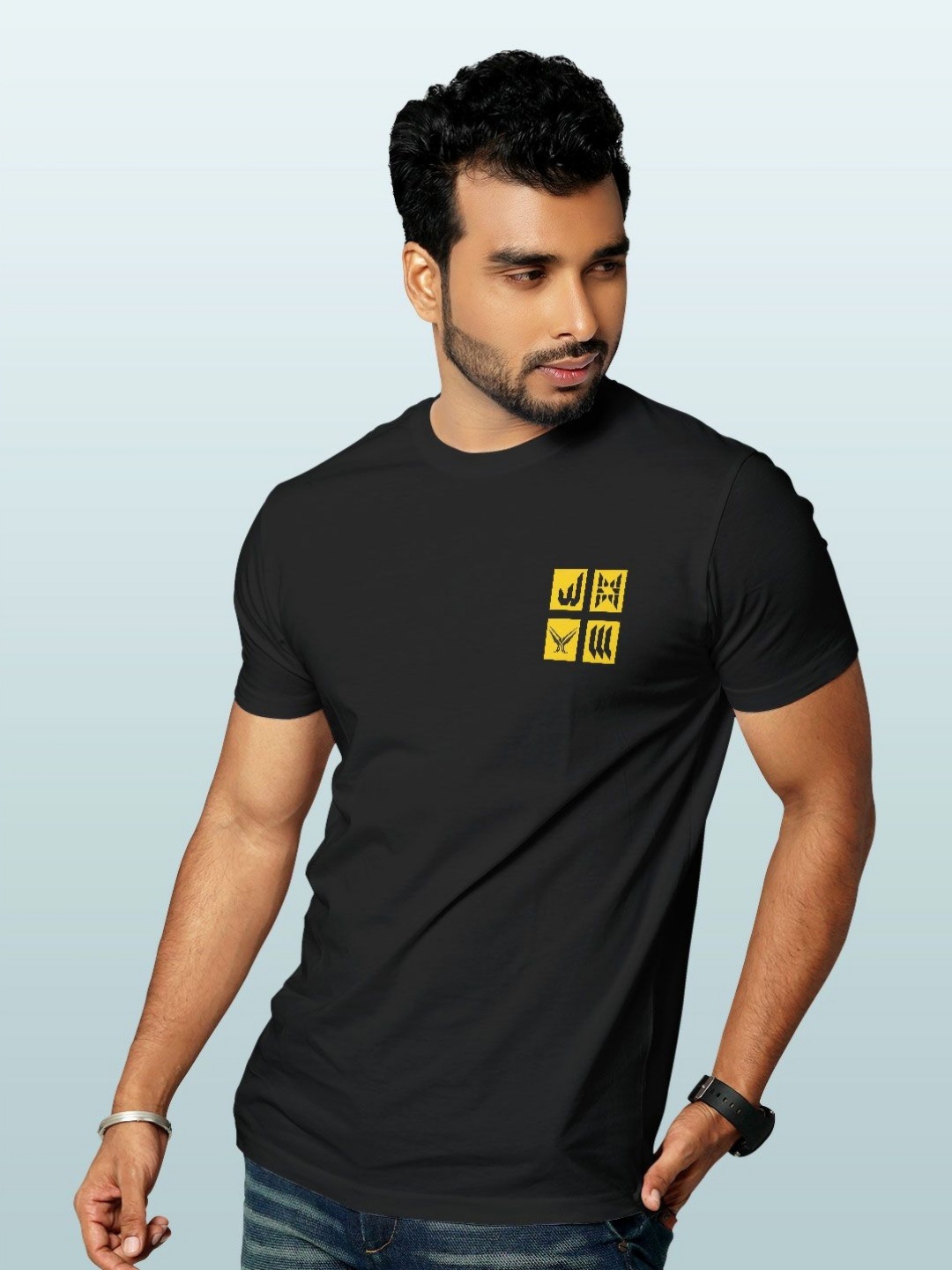 

macmerise Men Applique T-shirt, Black