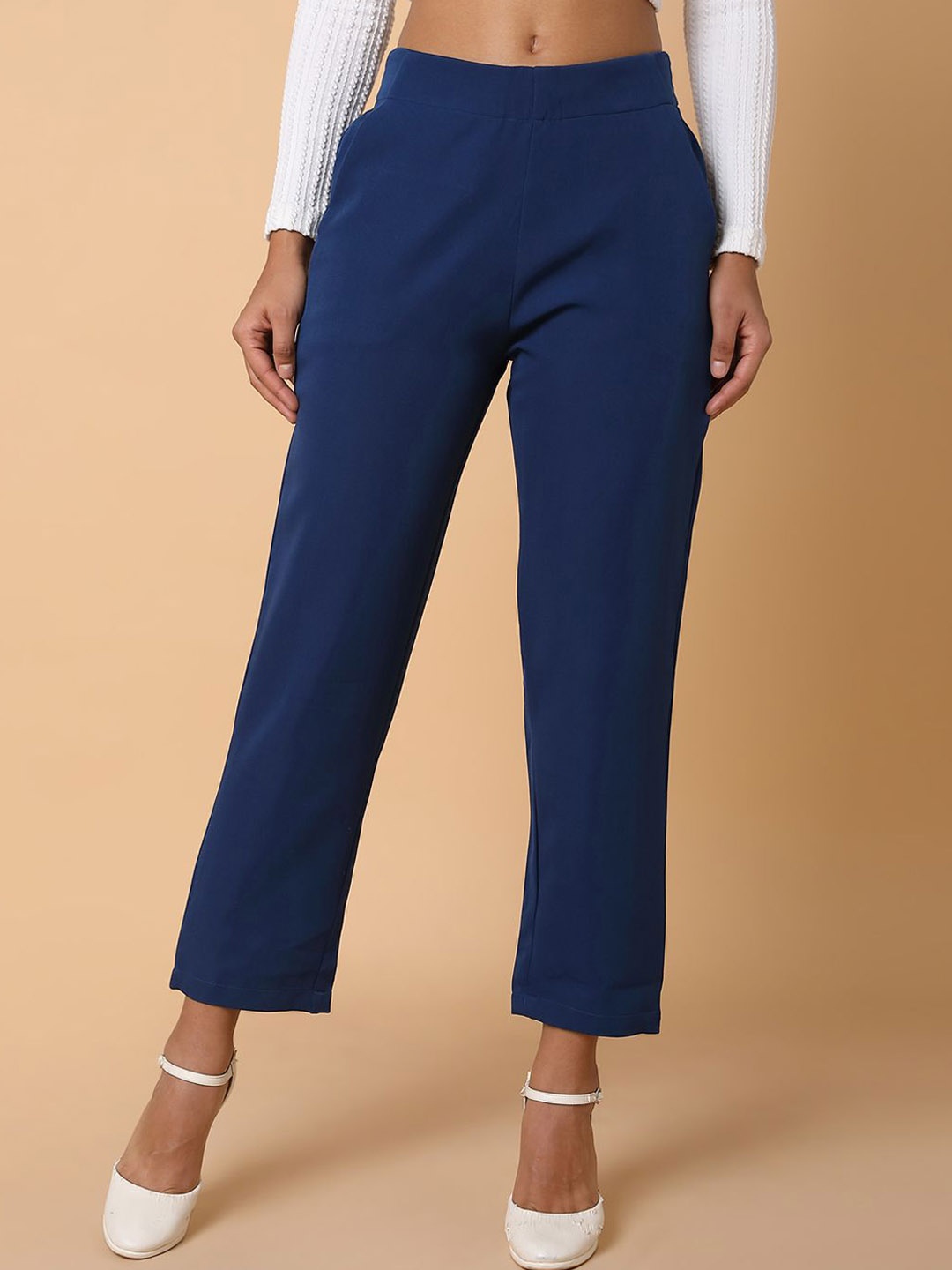 

SHOWOFF Women Comfort Slim Fit Trousers, Blue