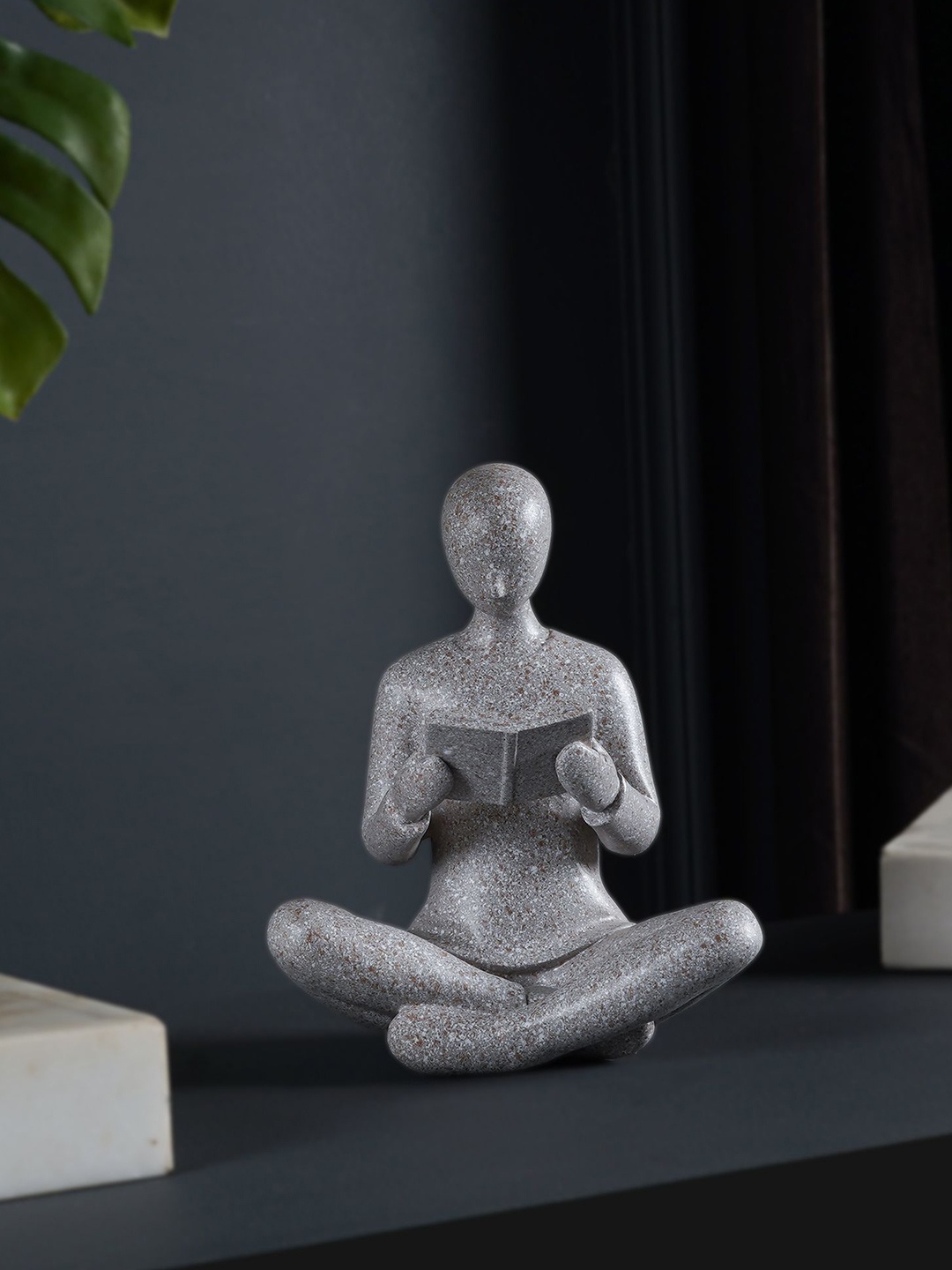 

THE ARTMENT Grey Reading Book Sculpture Human Grey Polyresin Showpiece Figurine