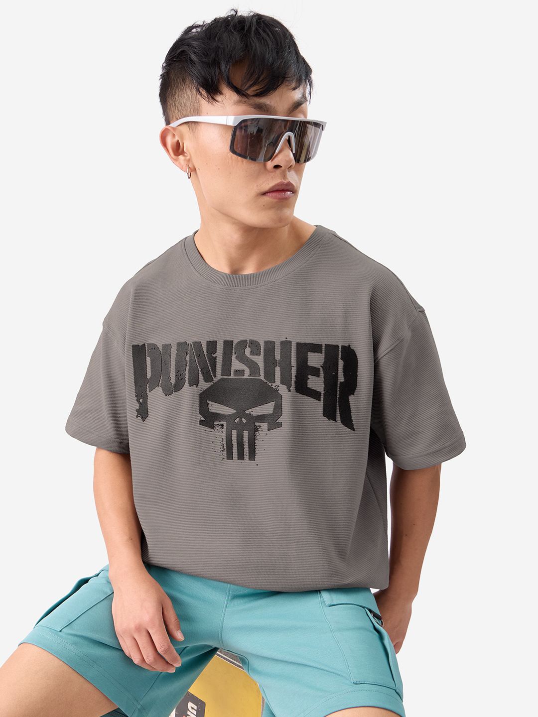 

The Souled Store Men Graphic Printed Round Neck Cotton Oversized T-Shirt, Grey