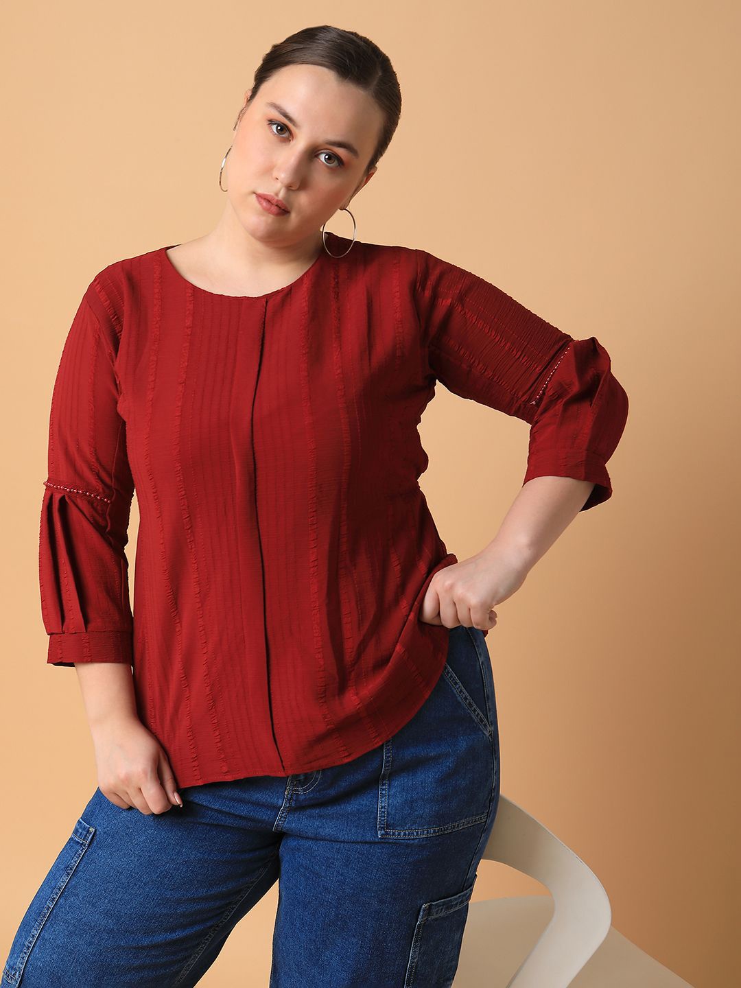 

SHOWOFF Georgette Top, Maroon