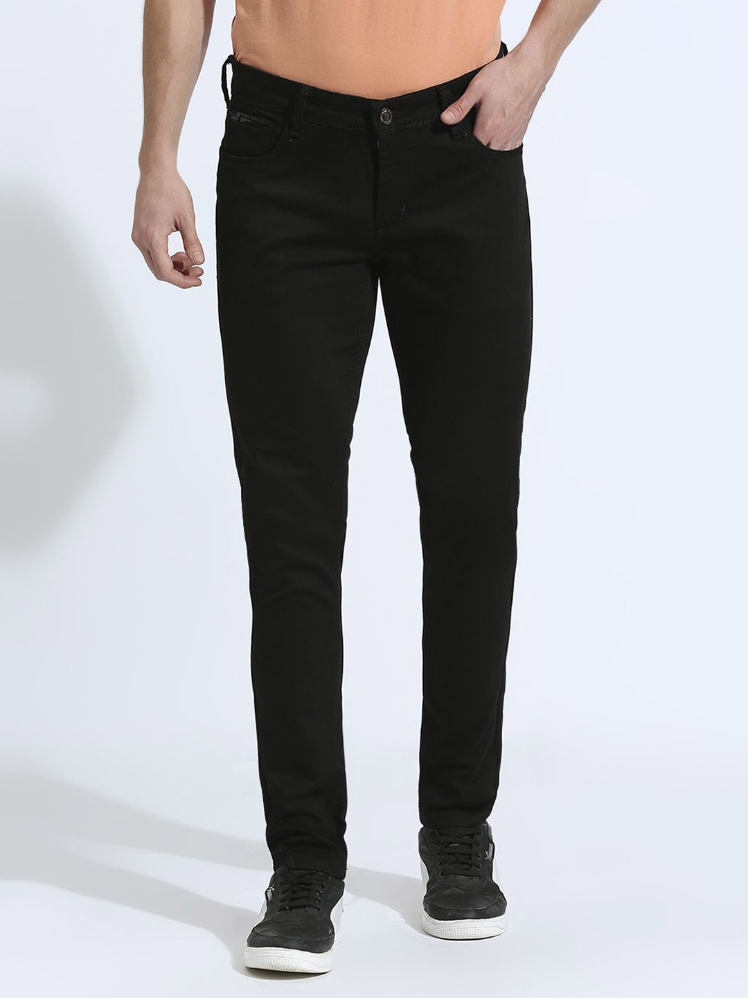 

Klub Fox Men Slim Fit Low Distress Slim Fit Jeans, Black