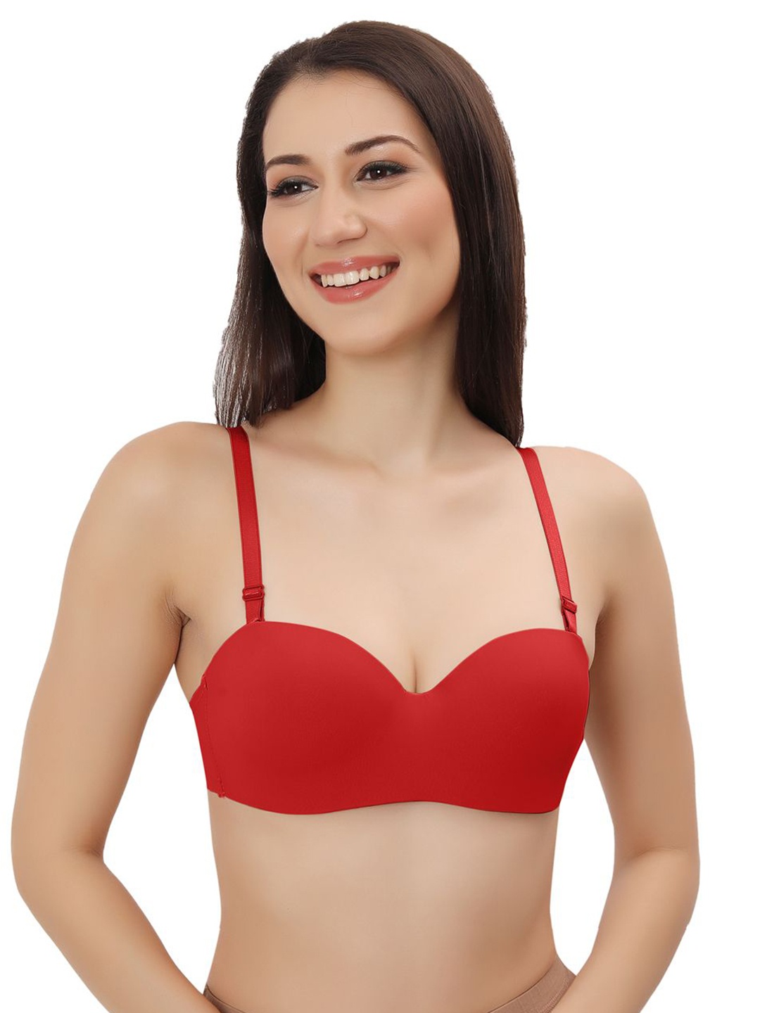 

Bella Voste Medium Coverage Underwired Cut and Sew Removable Padding Bra, Red