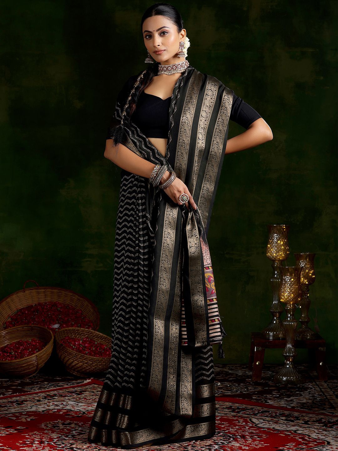 

Libas Leheriya Zari Saree, Black