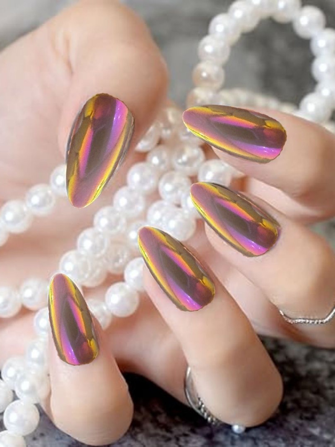 

Sanfe Trendi Tips Set Of 24 Almond Shape Press On Artificial Nails - Brown