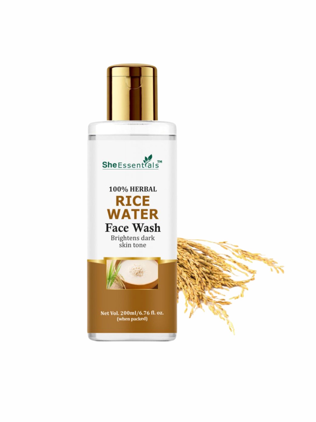 

She Essentials Rice Face Wash With Rice Water for Anti Ageing-200ml, Transparent