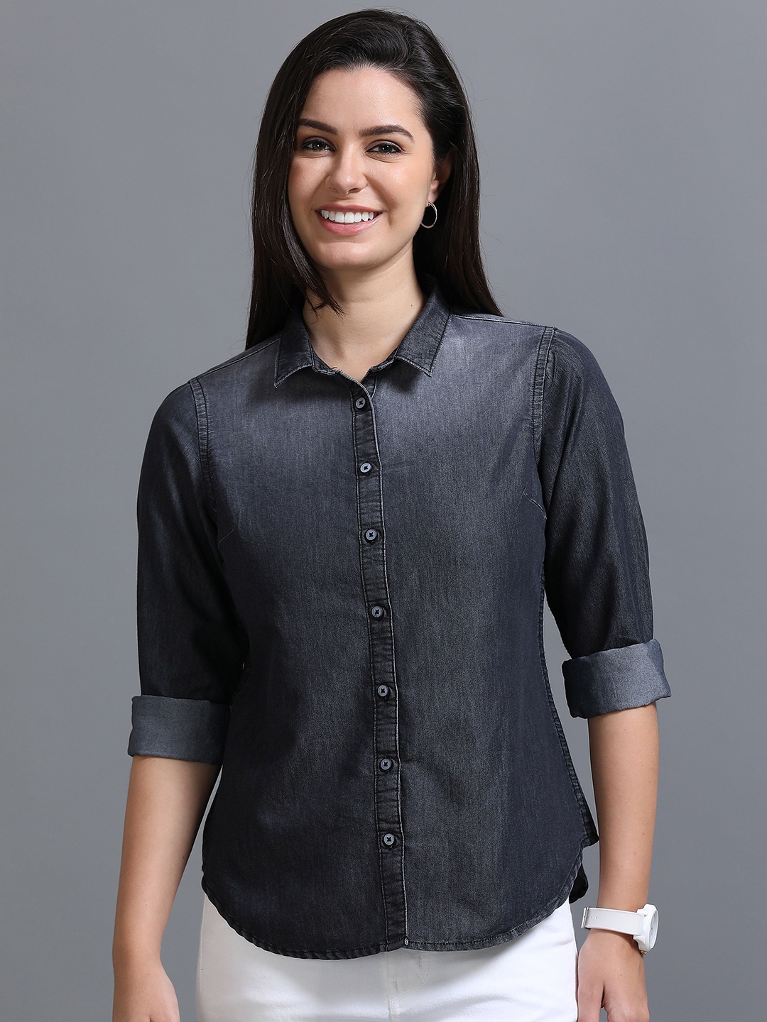 

CAZZBA Women Opaque Casual Shirt, Black