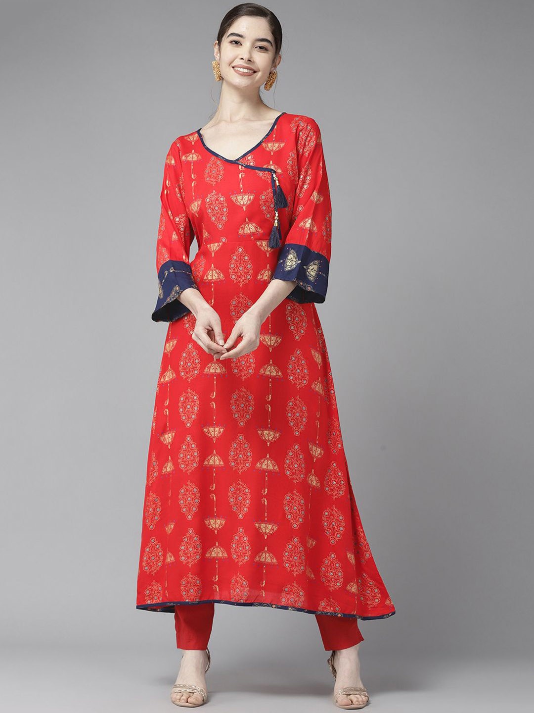 

BAESD Women Ethnic Motifs Yoke Design Kurta, Red