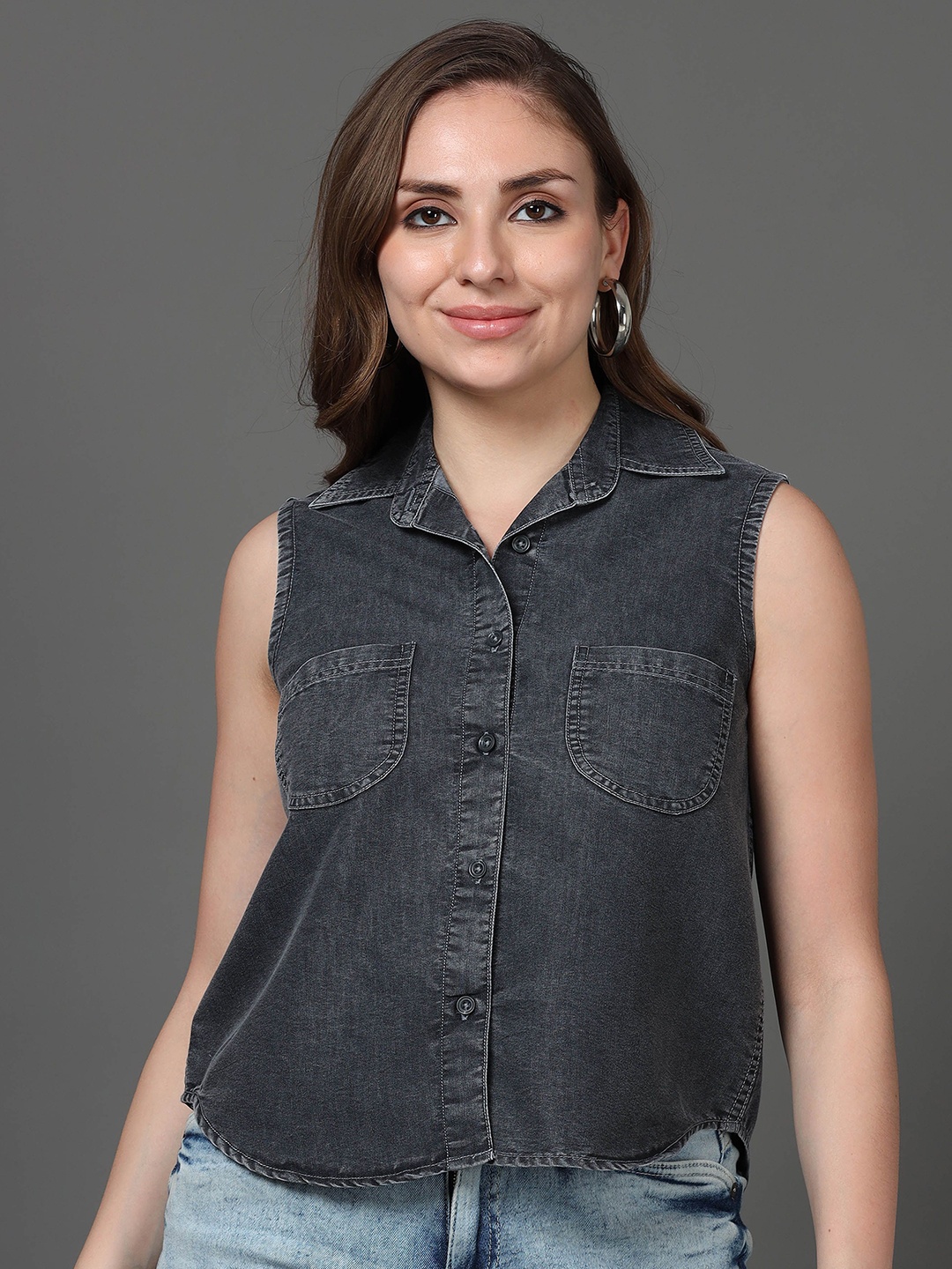 

CAZZBA Women Opaque Casual Shirt, Grey