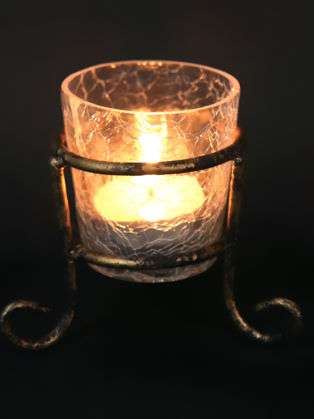 

PockMAN Copper-Toned & White Glass & Metal Candle Holder