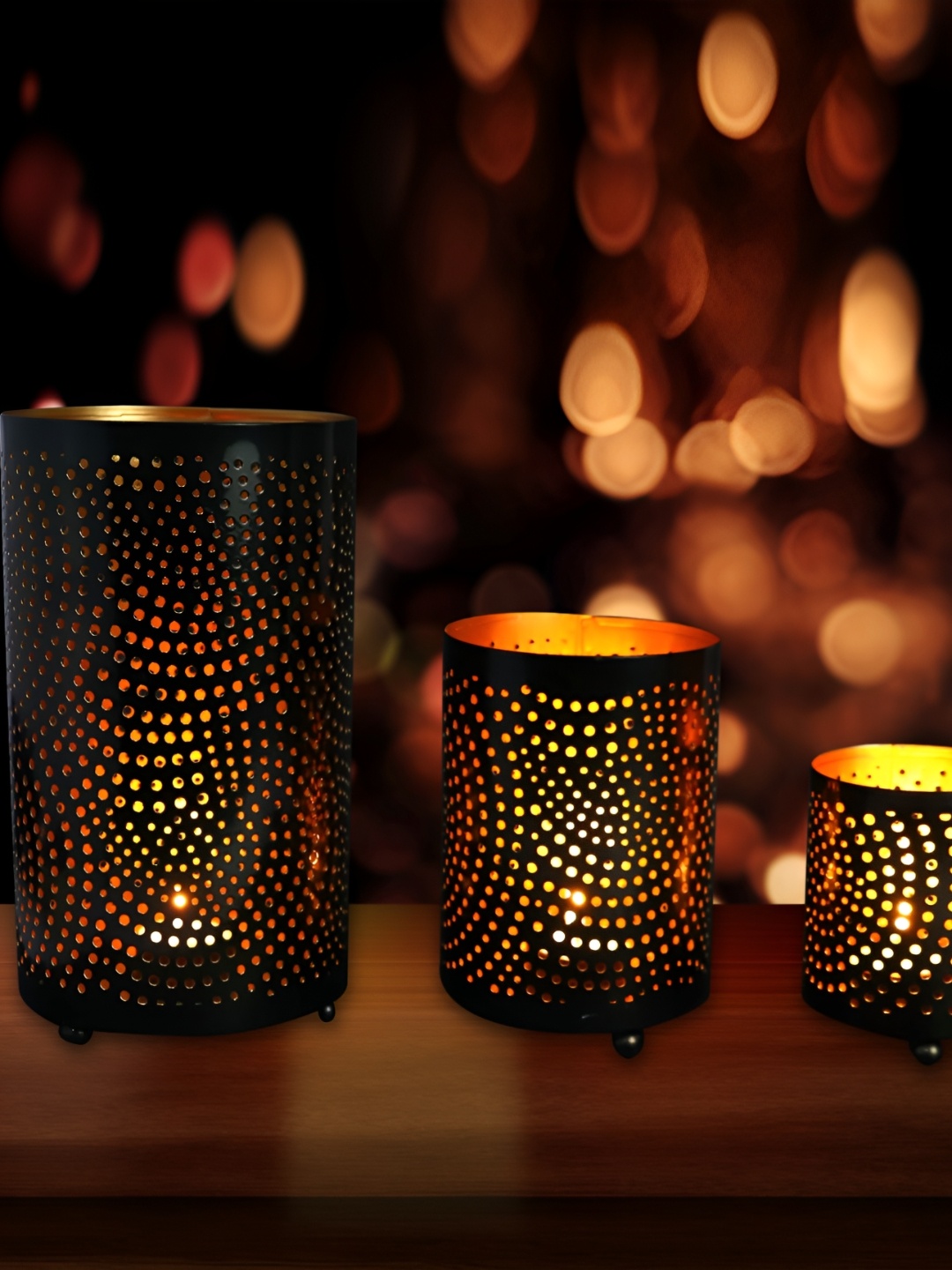 

PockMAN Black 3 Pieces Candle Holder
