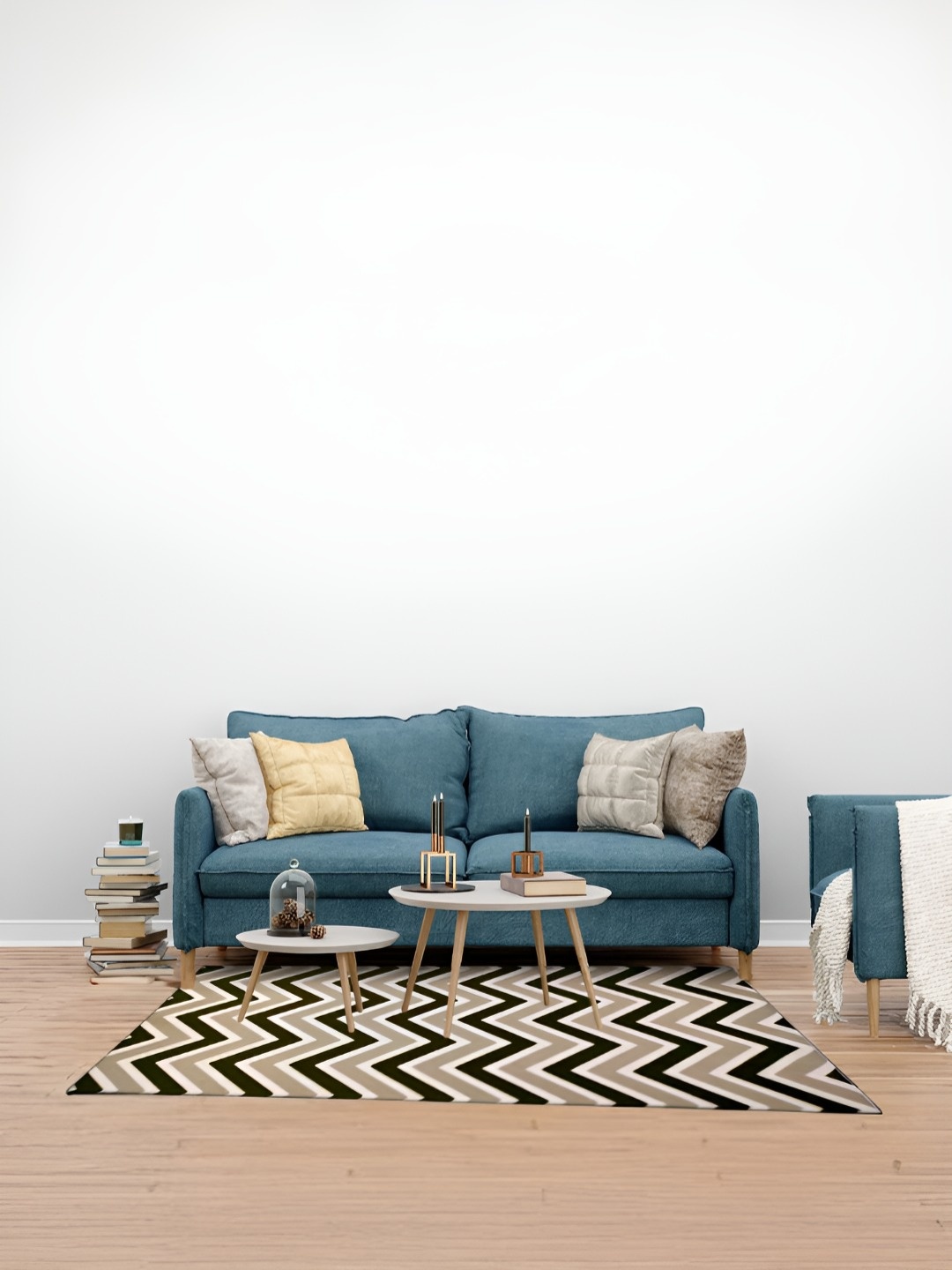 

Sapana Carpet-Mats Beige & Black Geometric Anti-Skid Nylon Carpet
