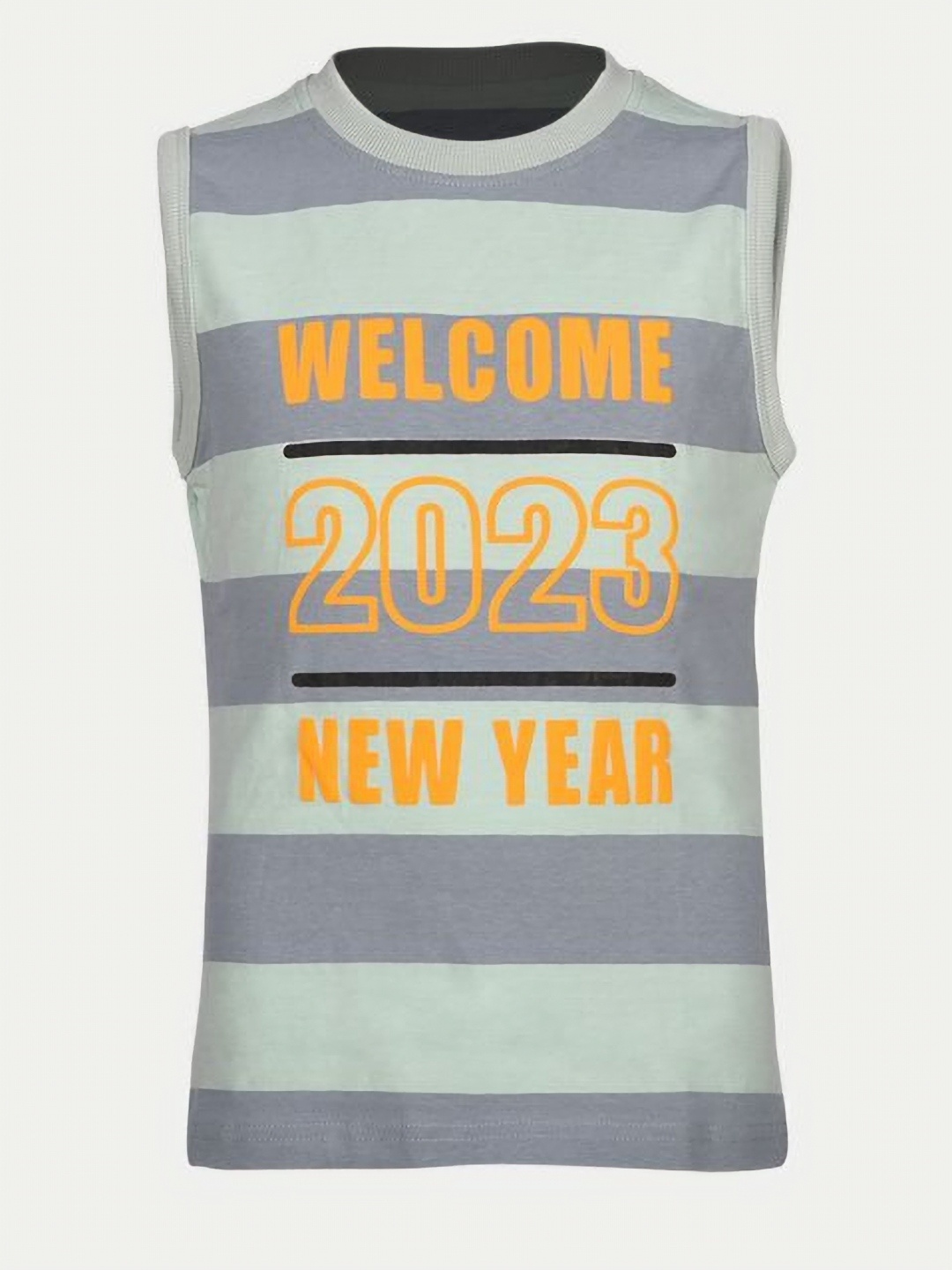 

BAESD Boys Striped Printed Round Neck Sleevless T-shirt, Grey