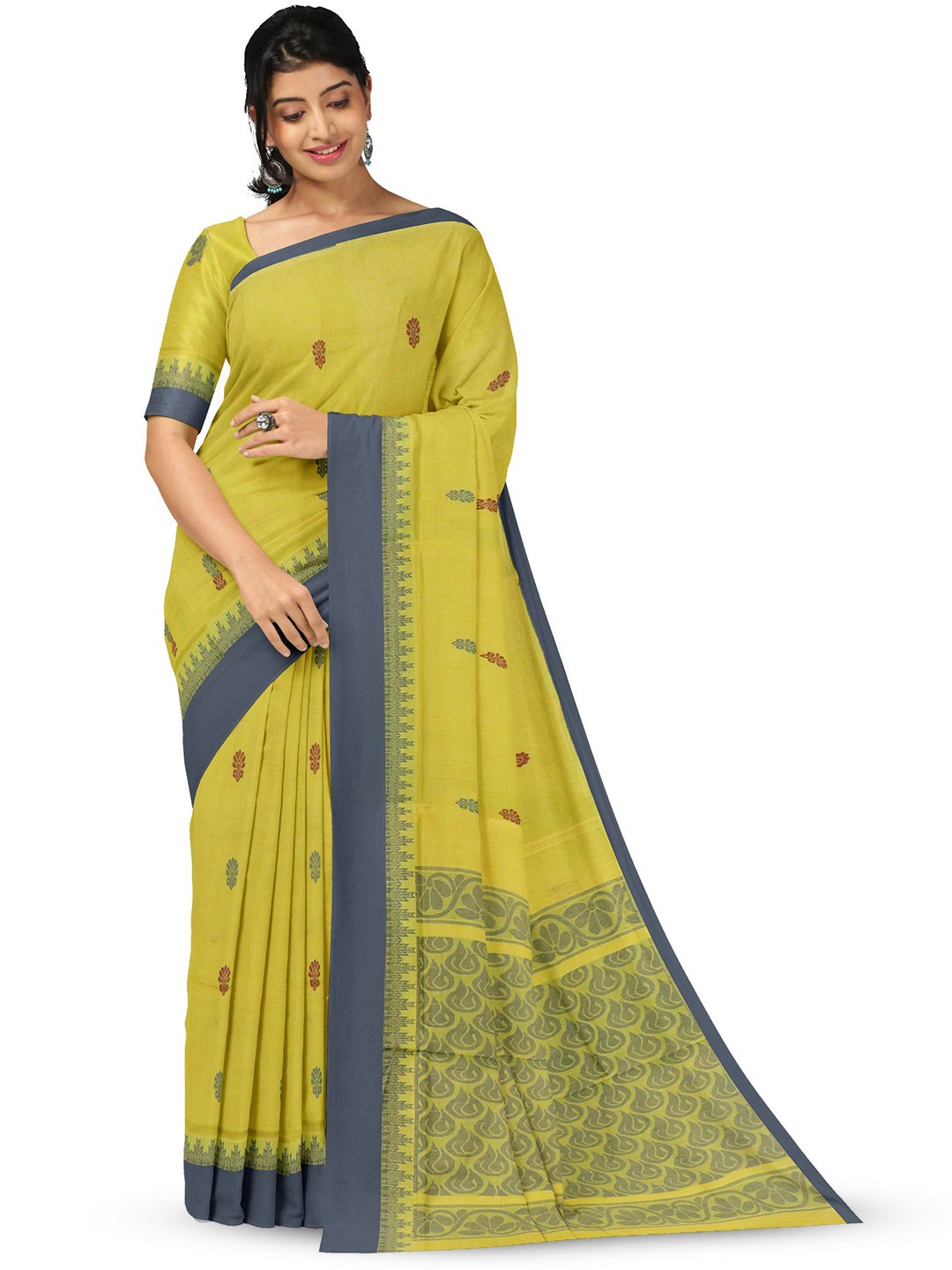 

APCO Ethnic Motifs Pure Cotton Saree, Yellow