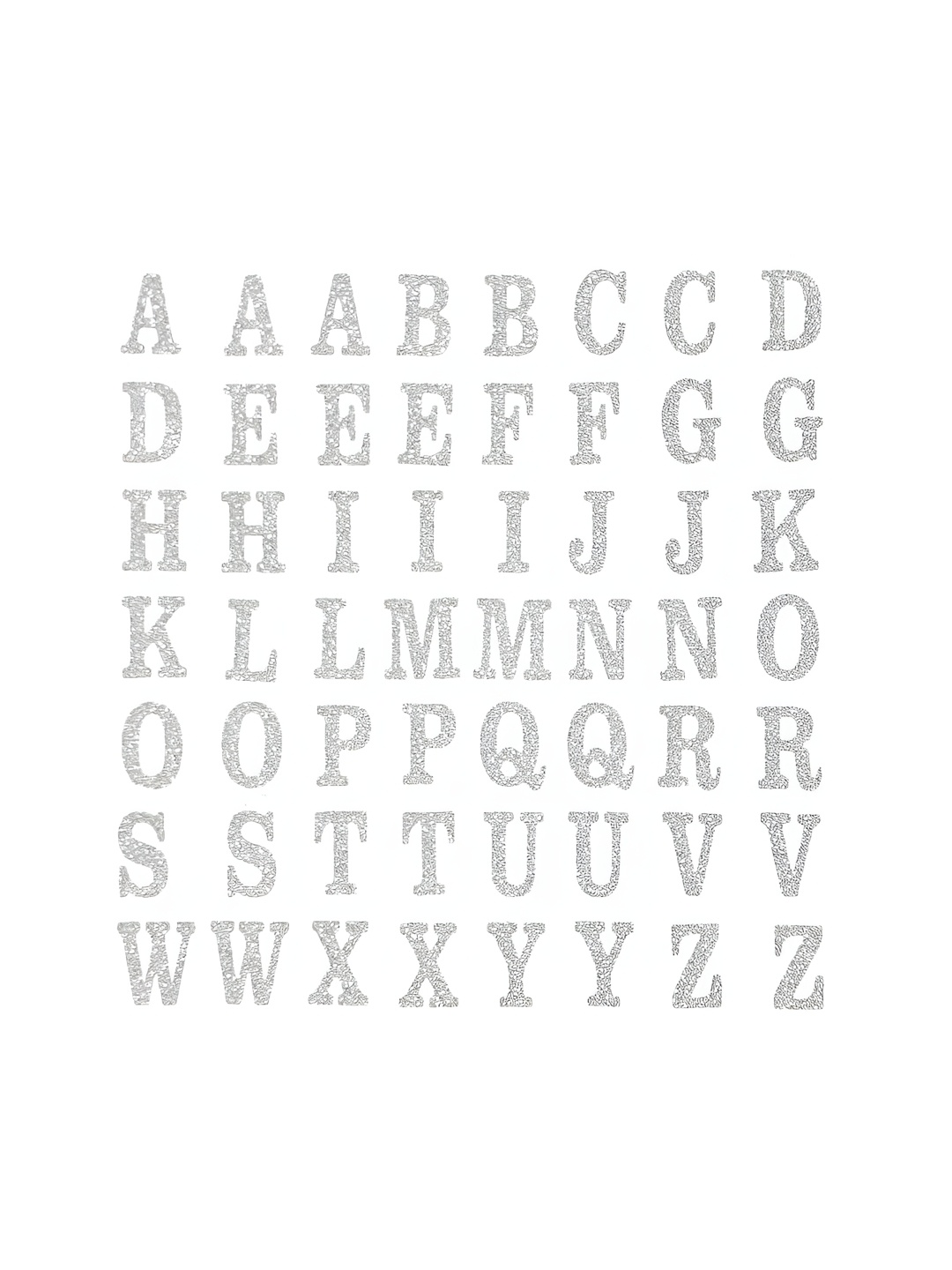 

Comet Busters Grey & White Printed Self-Adhesive Uppercase Glitter Alphabet Stickers, Silver