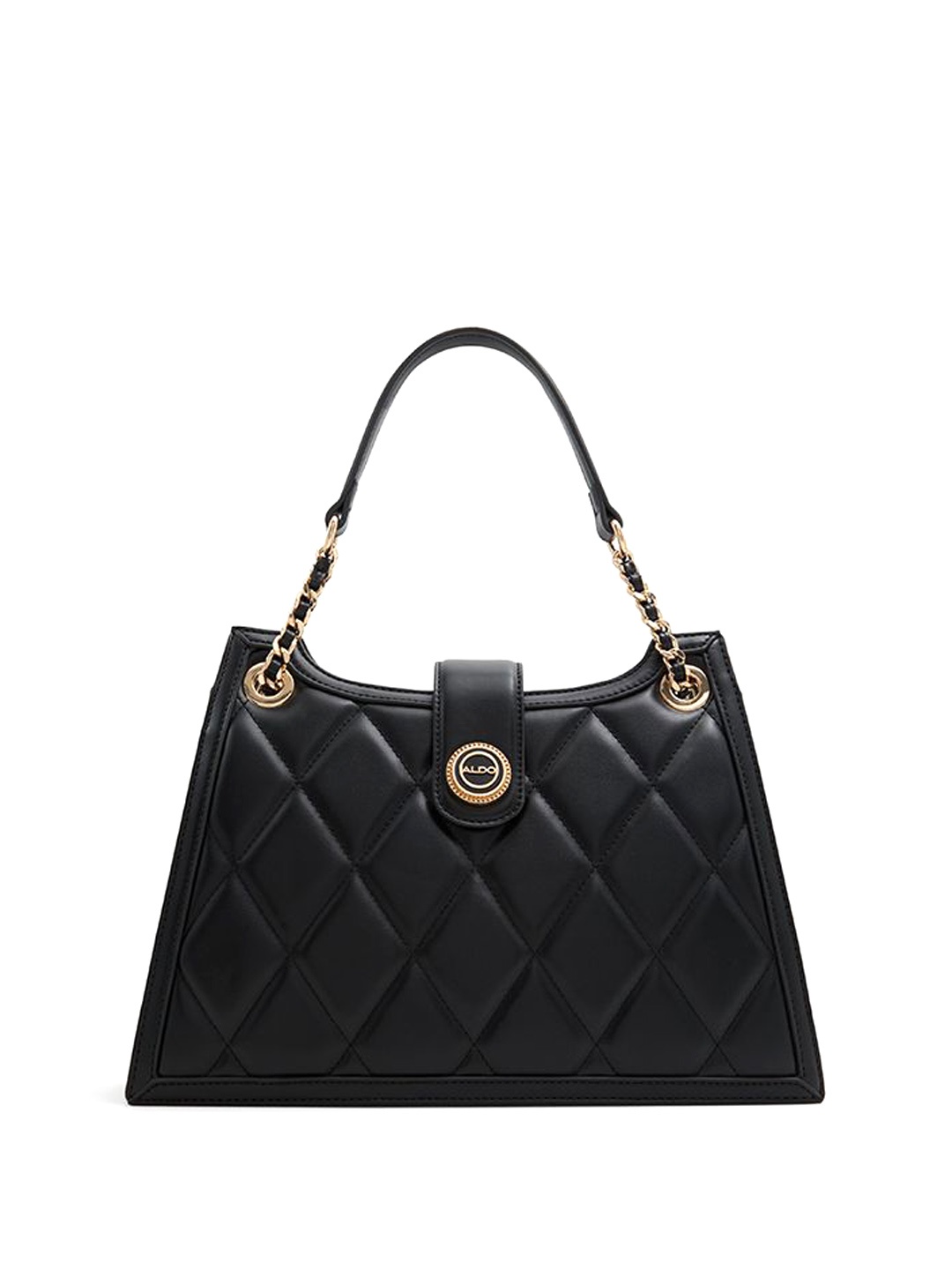 

ALDO Textured Bowling Handheld Bag with Quilted, Black