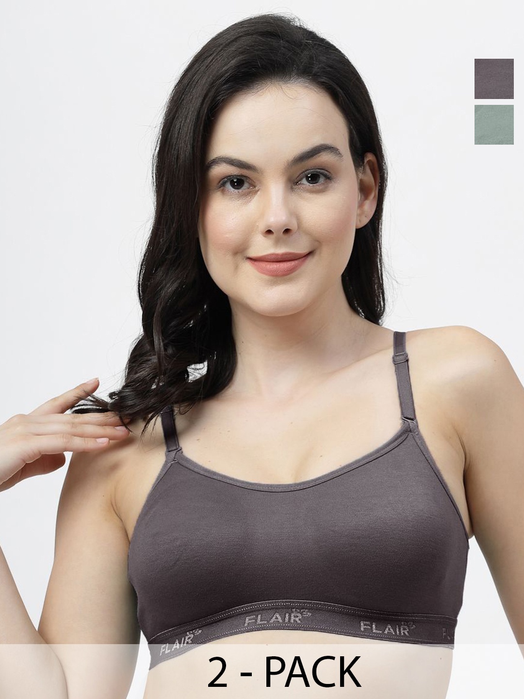 

SHYAM SONS FLAIR Women Pack of 2 Full Coverage Non Padded Bra, Grey