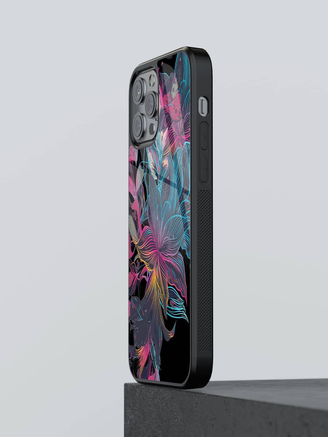 

macmerise Floral Printed iPhone 12 Pro Max Back Case Mobile Accessories, Black