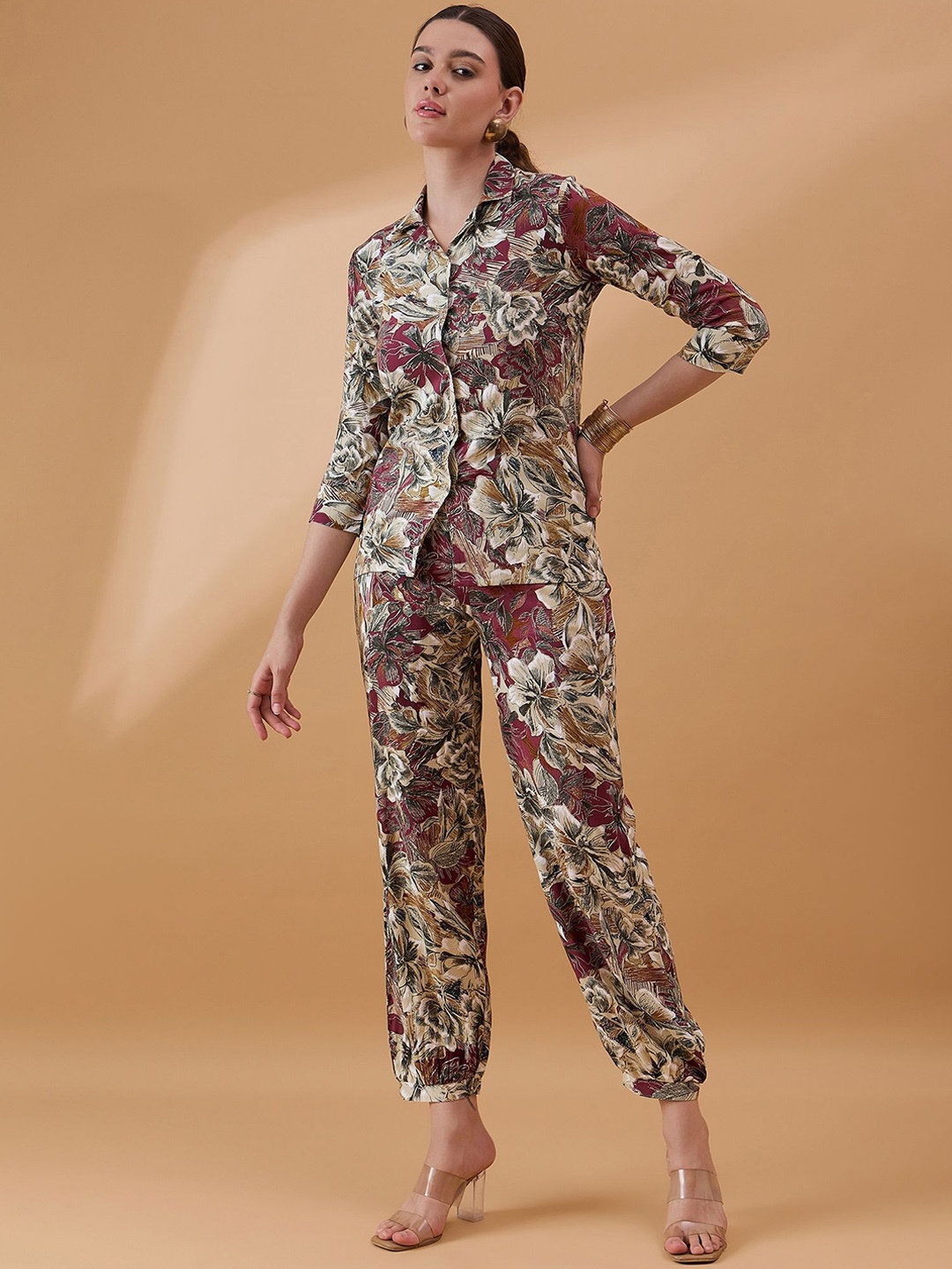 

all about you Floral Printed Shirt With Trousers, Magenta