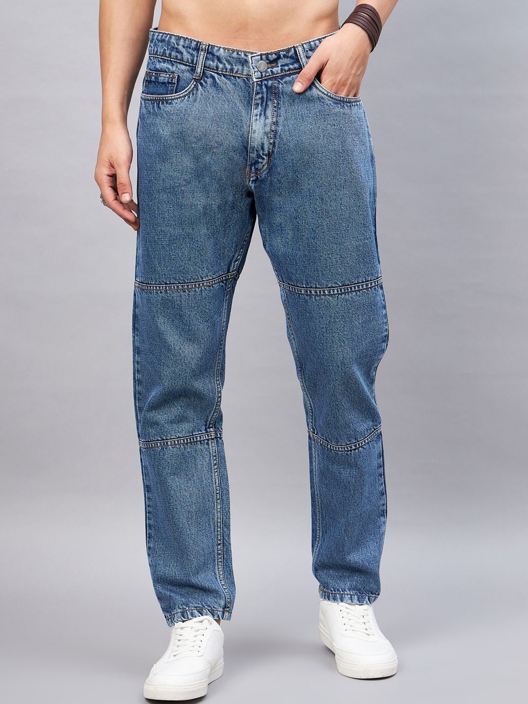

STUDIO NEXX Men Relaxed Fit Low-Rise Light Fade Jeans, Blue